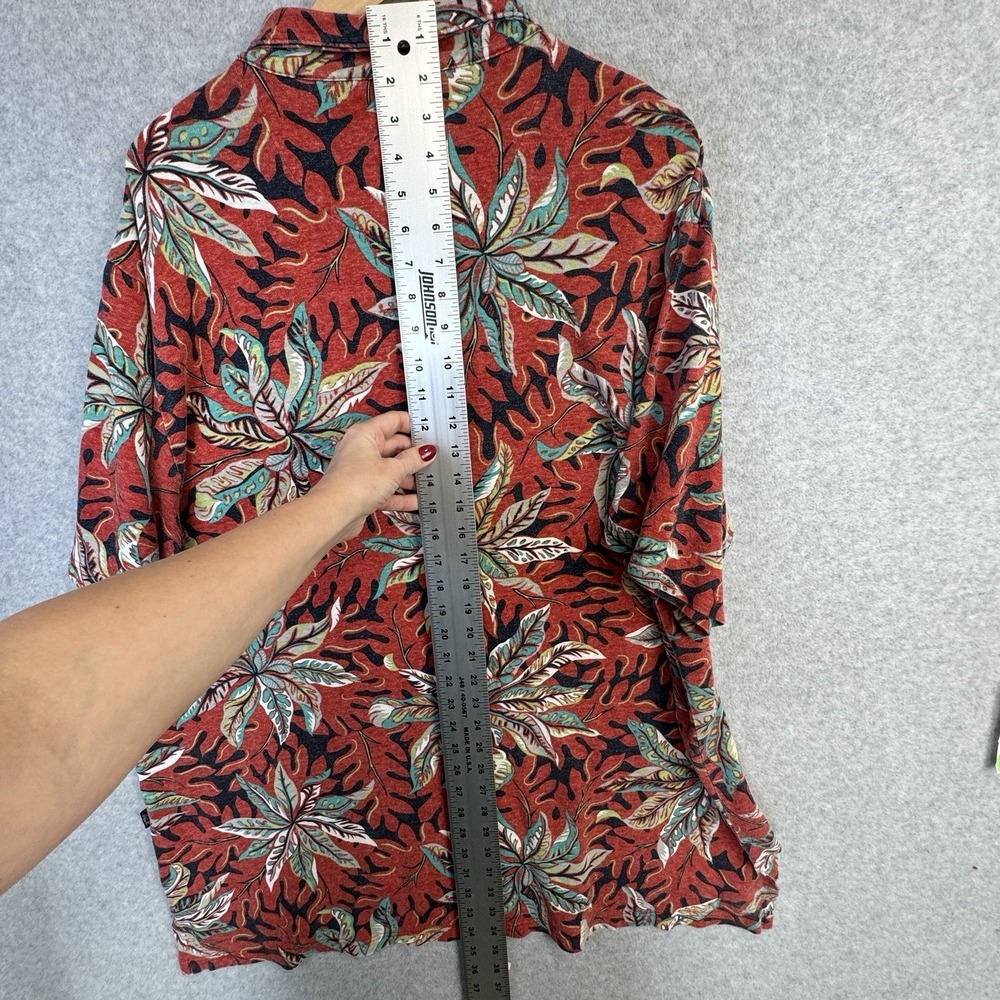 VTG Polo Sport Ralph Lauren 2XLT Red Tropical Leaf Shirt 60% Hemp 40% Cotton - Picture 13 of 16
